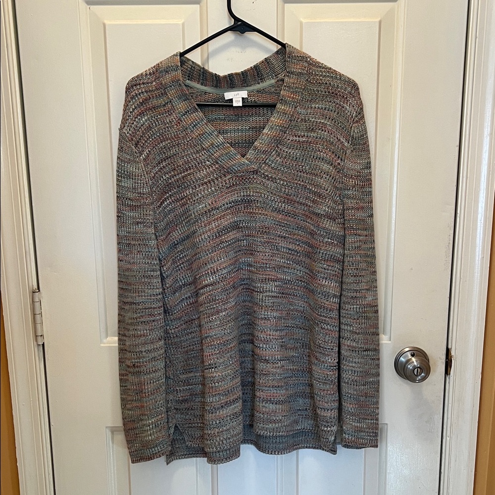 J. Jill Multicolor V-Neck Sweater Large